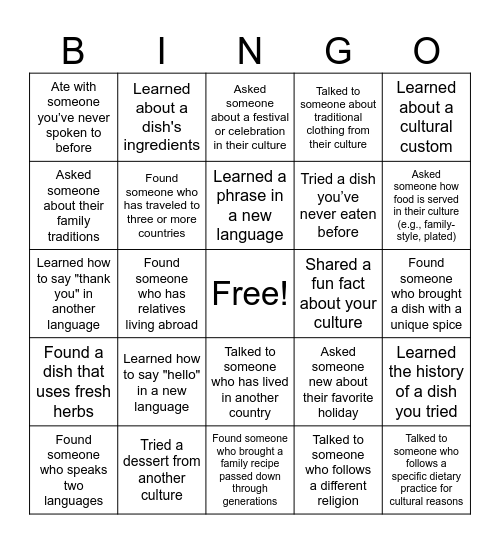 LIGHT Lunch Bingo Card