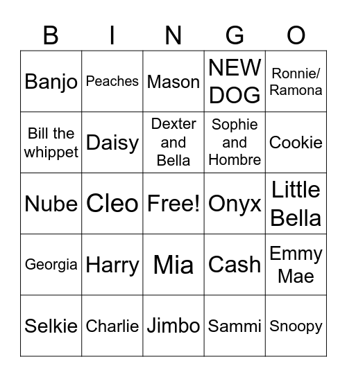 DOG Bingo Card