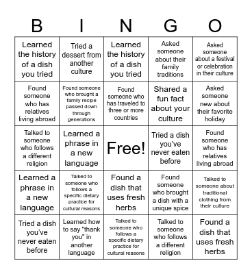 LIGHT Lunch Bingo Card