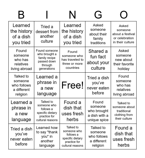 LIGHT Lunch Bingo Card