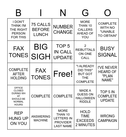 Goal Getter Bingo Card