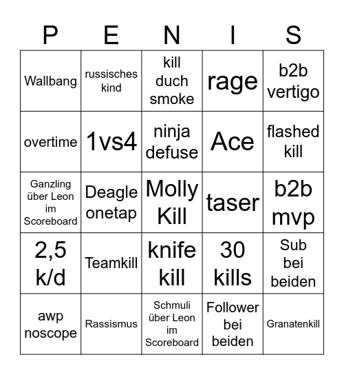 Leons Und Ganzlings Supi Dupi Bingo Card