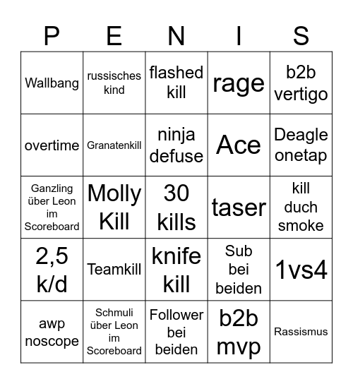 Leons Und Ganzlings Supi Dupi Bingo Card