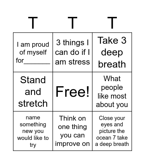 Mindful Bingo Card