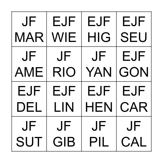 Call Number Bingo! Bingo Card