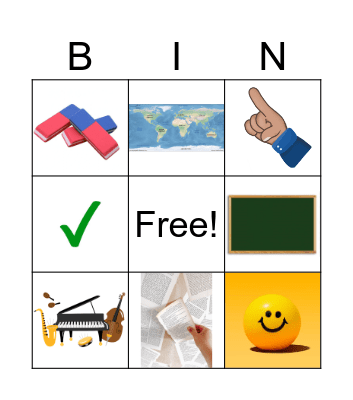 School Bingo Card