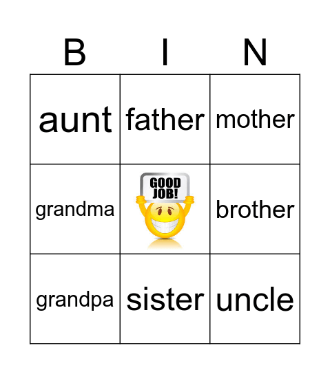 Family Bingo Card