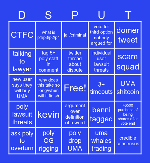 Dispute Bingo Card