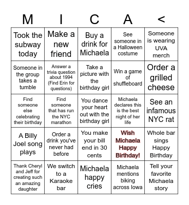 Happy Birthday Bingo Card