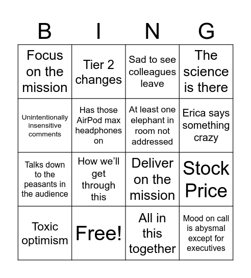 Sammy Bing(o) Bingo Card