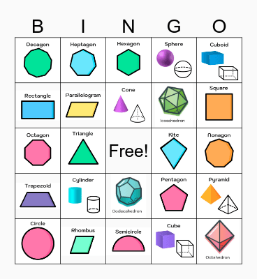 Geometric Shapes Bingo Card