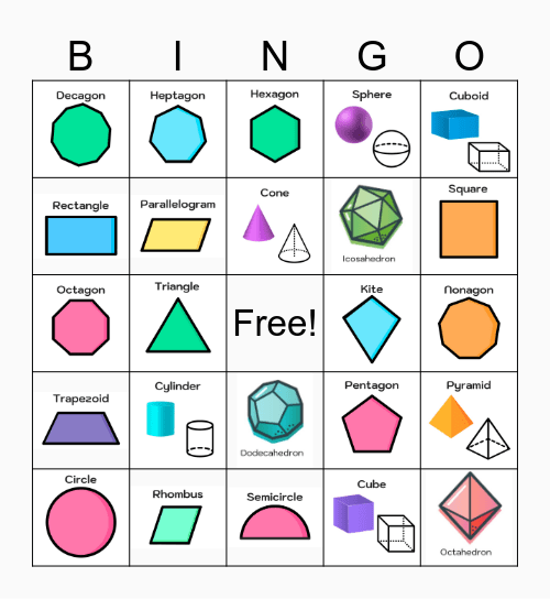 Geometric Shapes Bingo Card