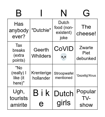 Expat Standup Amsterdam Bingo Card