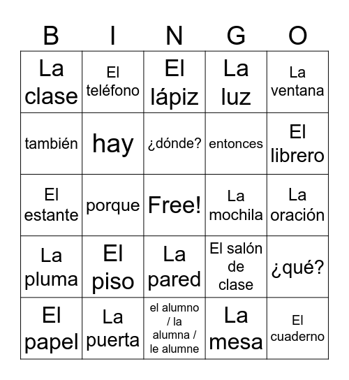 La clase Bingo Card