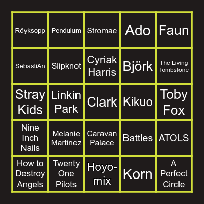 Helios music bingo Card
