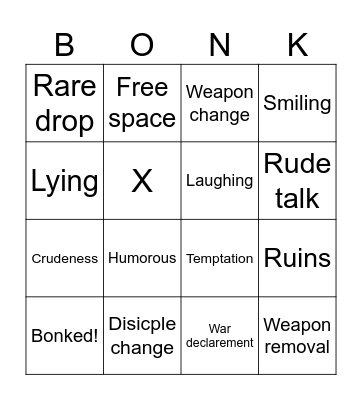 BONK Bingo Card