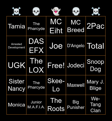R & B-ingo Bingo Card