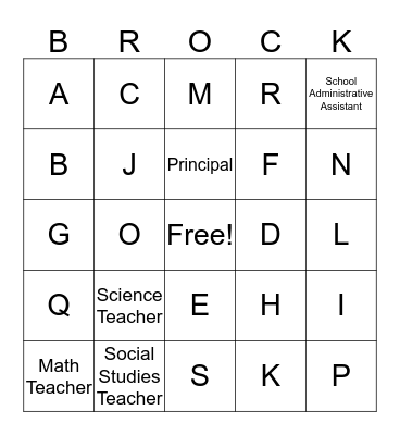 Badger Rock Bingo Card