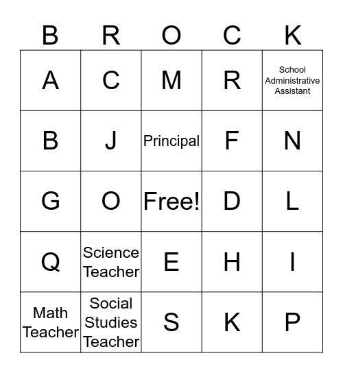 Badger Rock Bingo Card