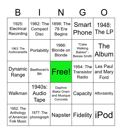 Bingo Crosby Bingo Card