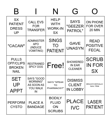 VET TECH BINGO! Bingo Card