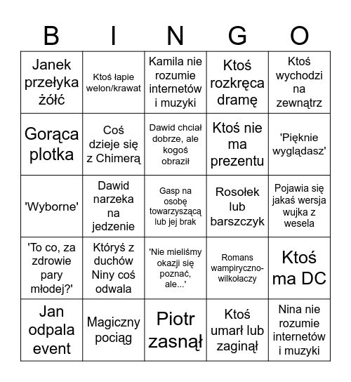 Mag Bingo - edycja weselna Bingo Card