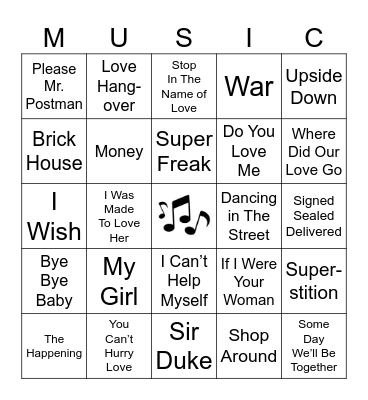 Motown Bingo Card
