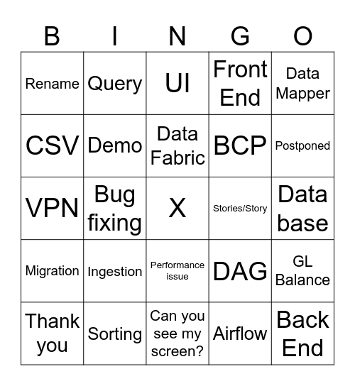 Sprint Demo Bingo Card