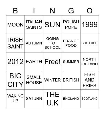 REVISION OF EVERYTHING Bingo Card
