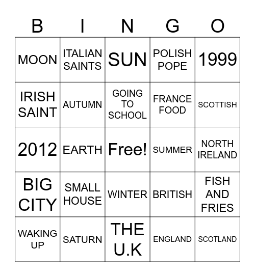 REVISION OF EVERYTHING Bingo Card