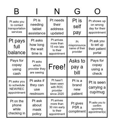 ROC-PSR Bingo Card