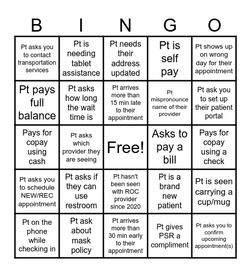 ROC-PSR Bingo Card