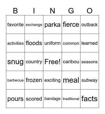 Friends Around the World BINGO Card