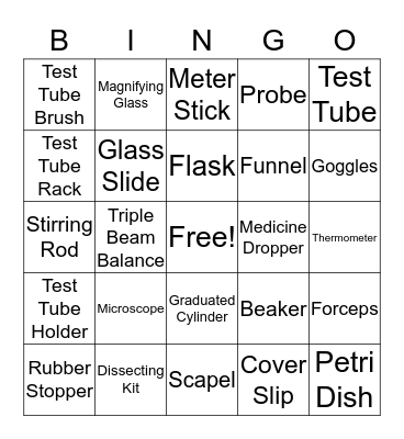 Lab Equipment Bingo Card