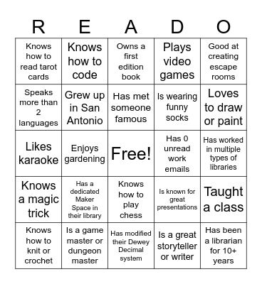 Find Someone Who... Bingo Card