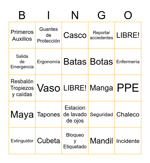 Bingo de Seguridad Bingo Card