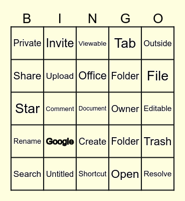 Google Docs Bingo Card