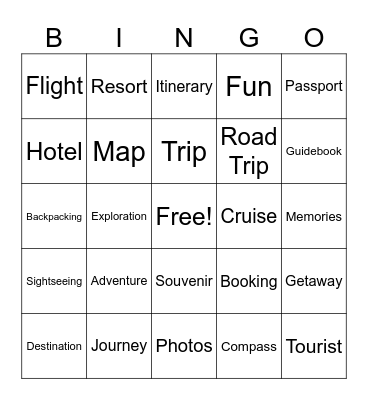 Vacation/Travel-Week of Wellness and Fun Bingo Card