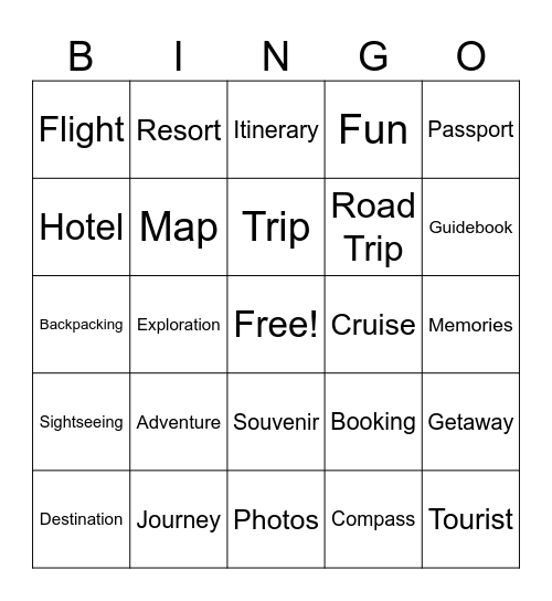 Vacation/Travel-Week of Wellness and Fun Bingo Card