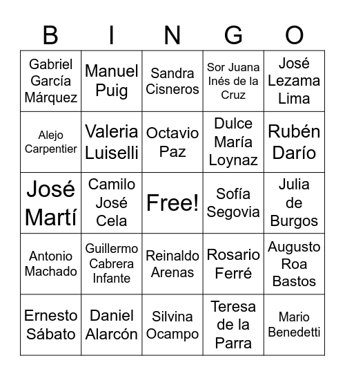 LOTERIA LITERARIA Bingo Card