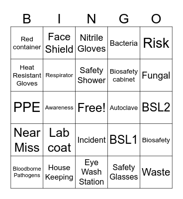 Safety Bingo Card