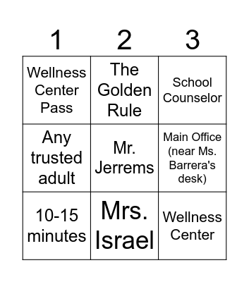 Mesa's Counseling Program BINGO Card