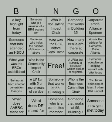 AABRG Networking Bingo Card