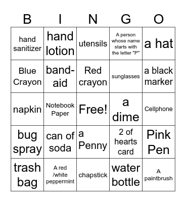 PICNIC BINGO Card