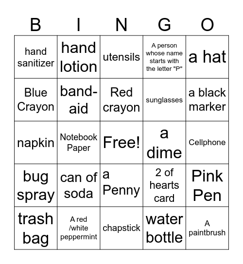 PICNIC BINGO Card