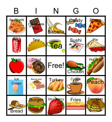 Food Bingo Card