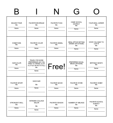 Networking BINGO Card