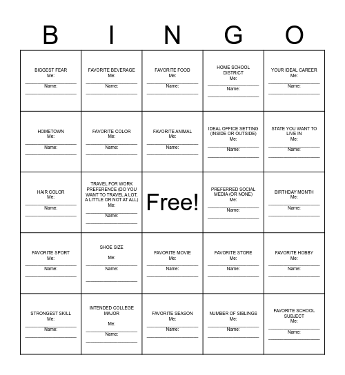 Networking BINGO Card