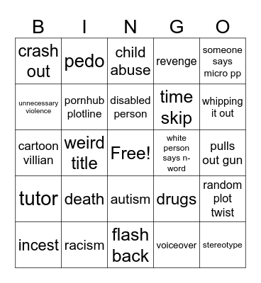 tt crazy Bingo Card
