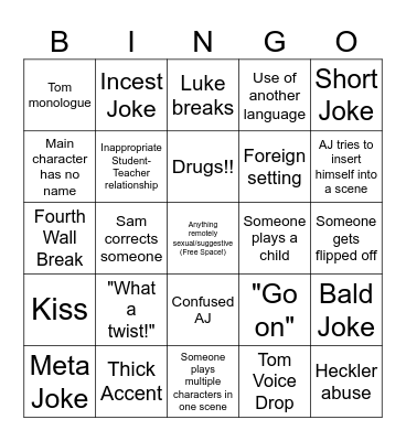 SFTH Bingo Card